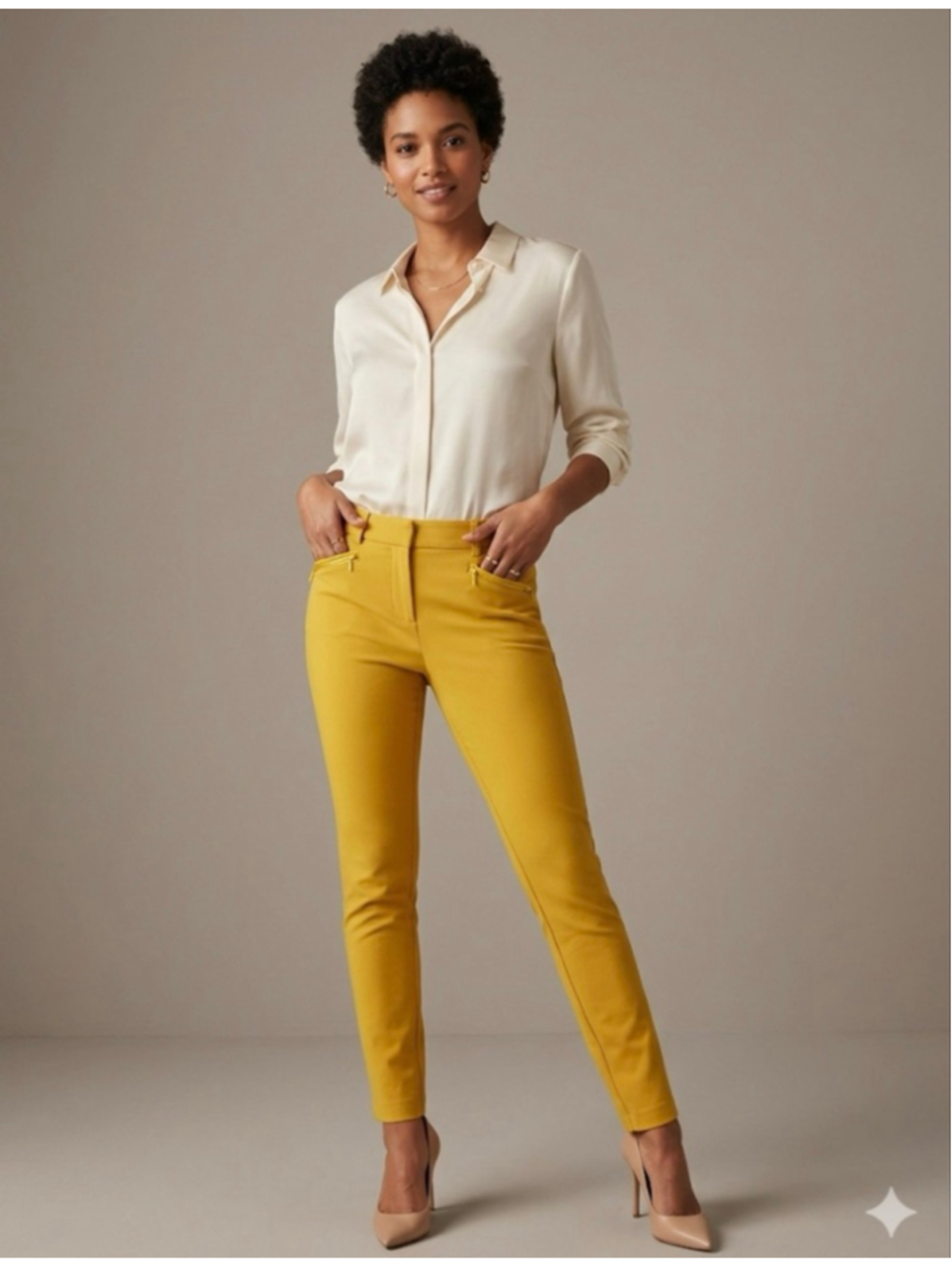EXPRESS Yellow Skinny Stretchy Mid Rise Pants Size 2